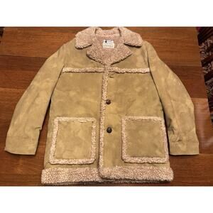 Size 42 Vintage Fingerhut Fashions Faux Sherpa Lined Faux Leather Jacket Cowboy